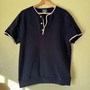 J. Crew Navy Henley Shirt with White Trim